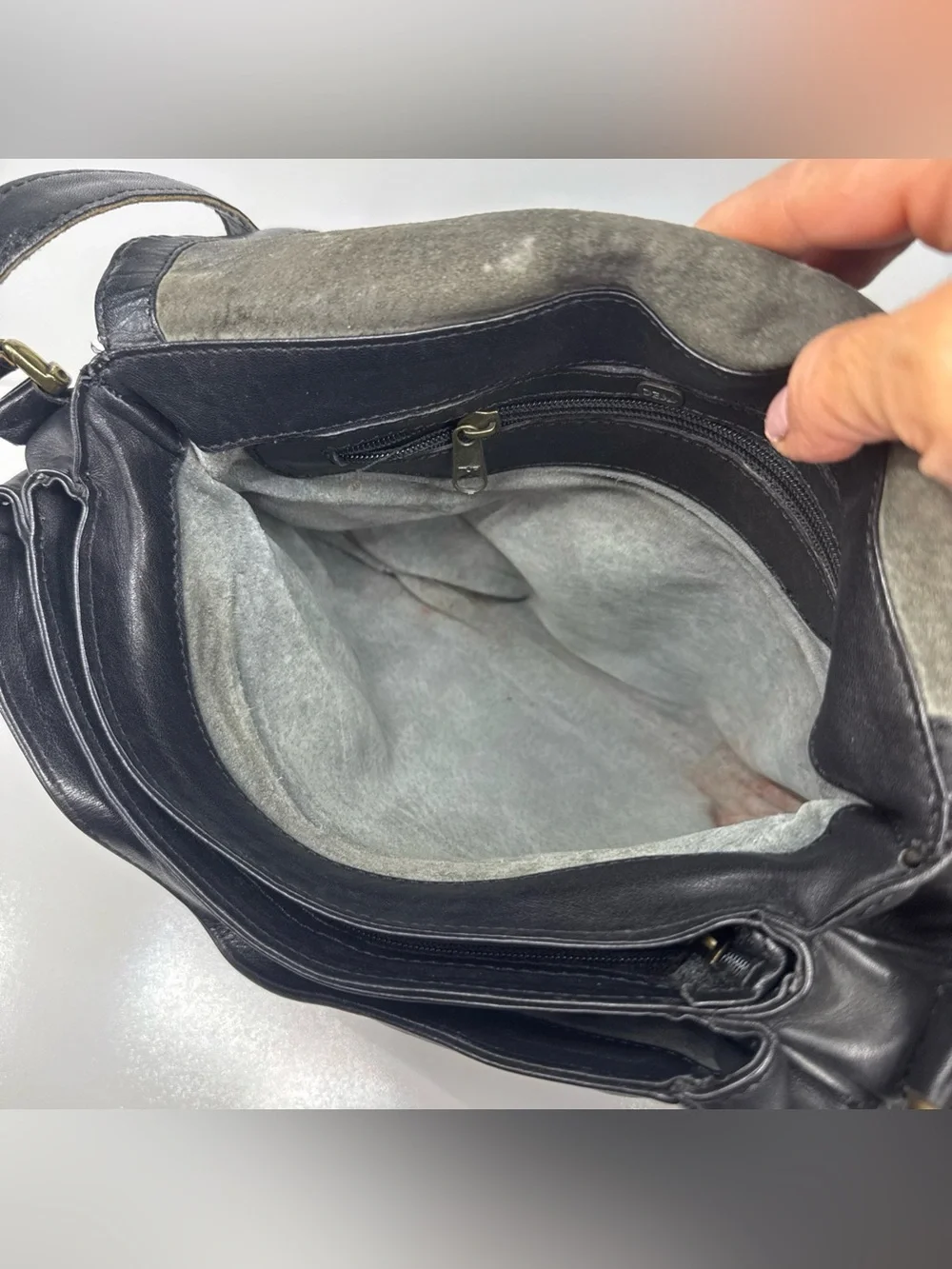 Classic Black Leather Crossbody Saddle Bag by The Bridge